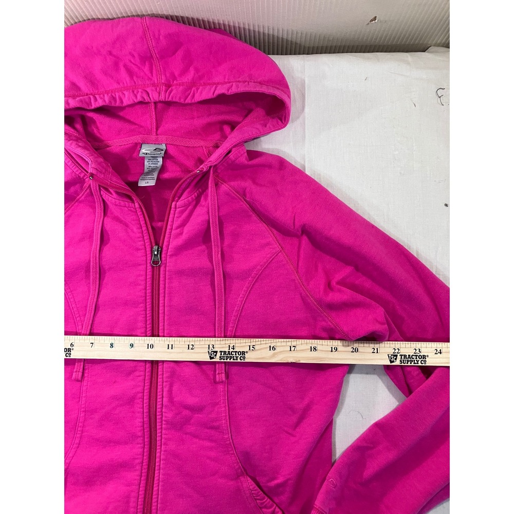 Champion Womens Full Zip Hoodie Sweatshirt Pink Cotton Blend L G Activewear - Picture 3 of 6